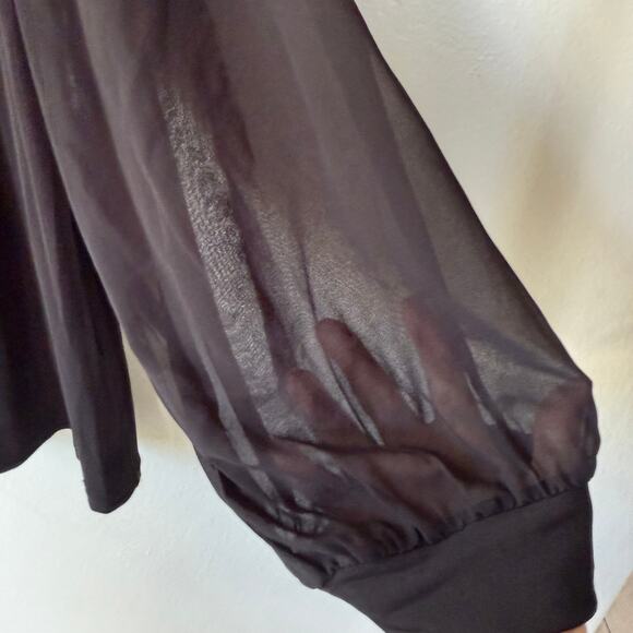 NEW! Calvin Klein liquid Knit V Neck shoulder smocking sheer sleeves top size 2X - Picture 7 of 12